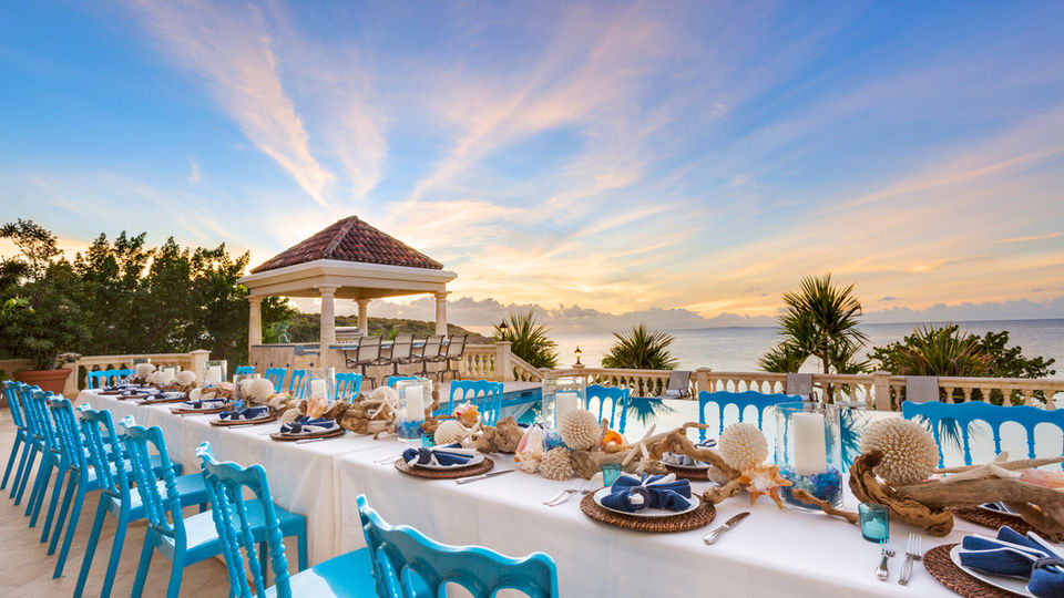 Dining Long Blue Table 2