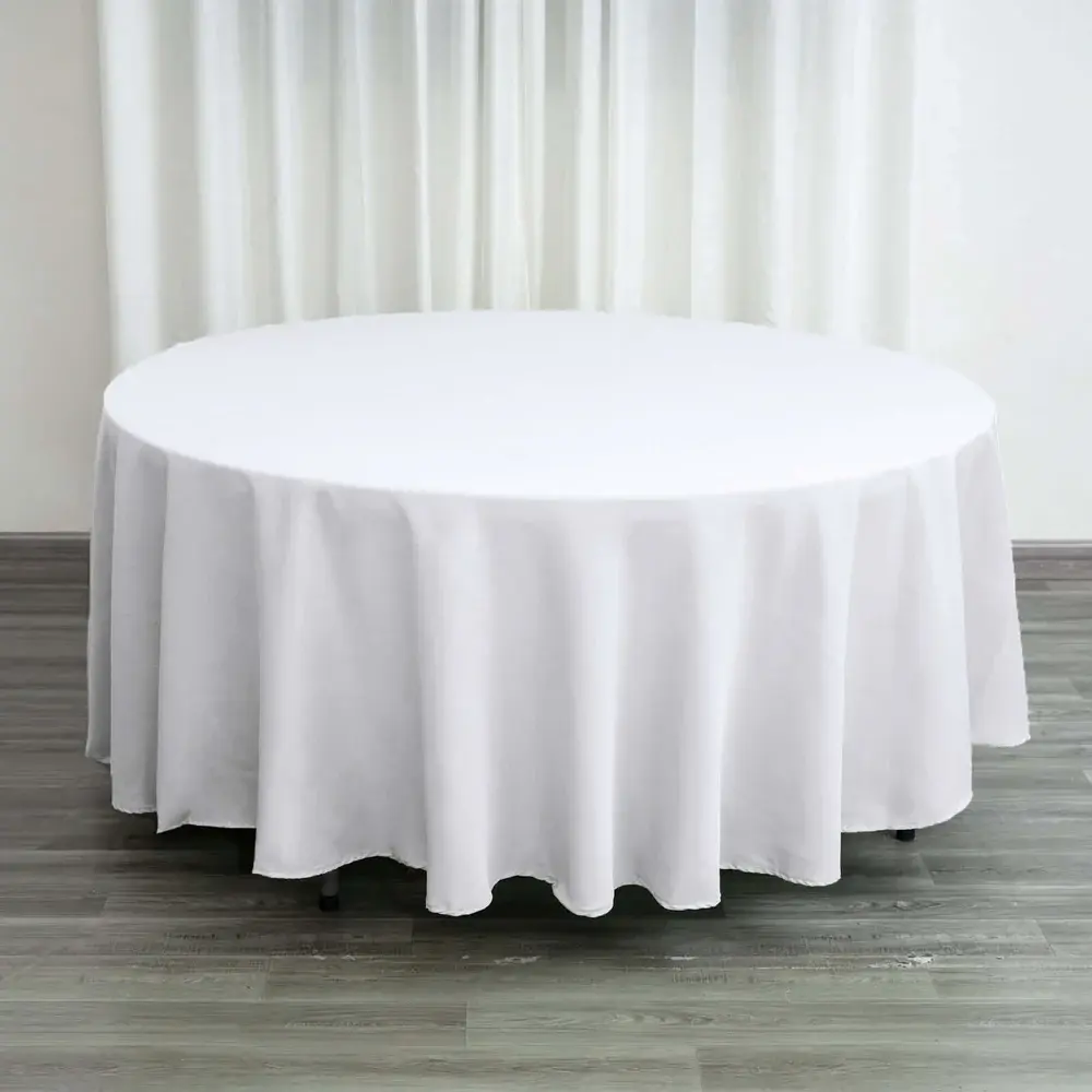 108" Round White & Black Tablecloth