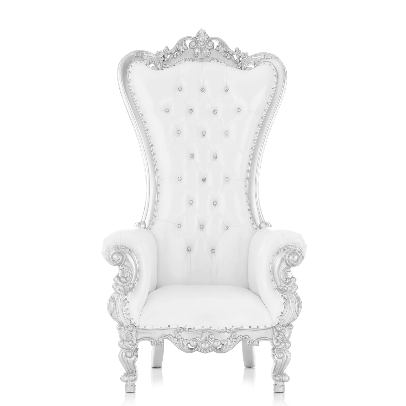 White & Silver Single Throne Chair Party Rental Eqpt LL