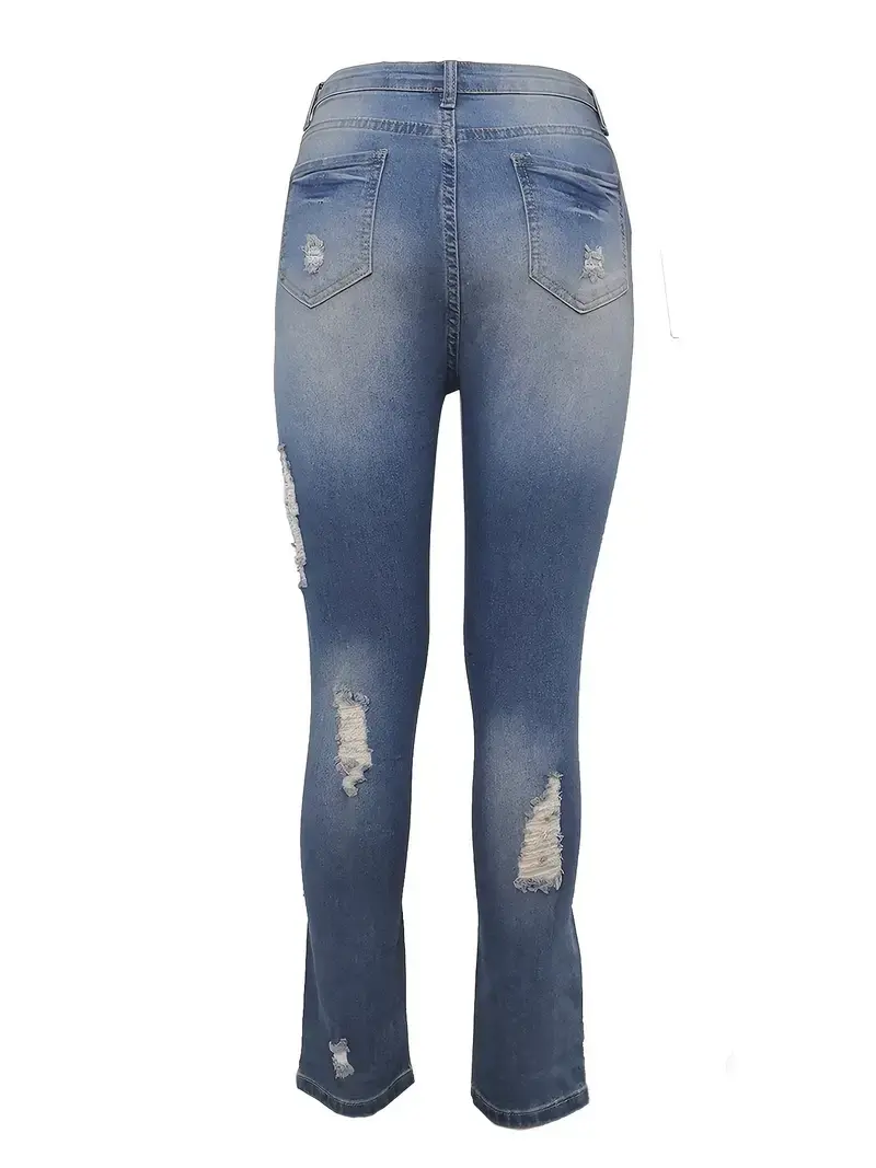 Thumbnail: High-Rise Curvy Skinny Jeans (Ripped Wash)