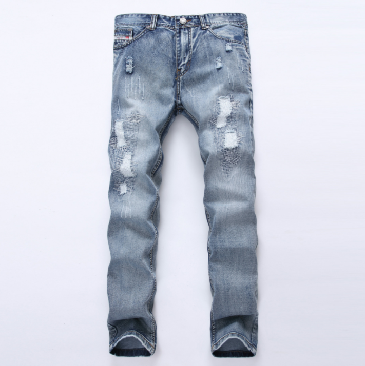 Thumbnail: Men’s Straight-Leg Light Wash Denim Jeans