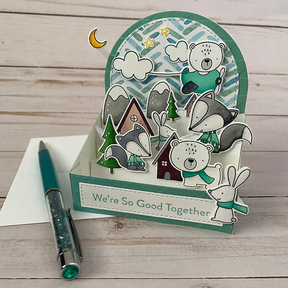 Thumbnail: Friendship Pop-Up Box Card – 3D Greeting Card, Winter Forest Friends