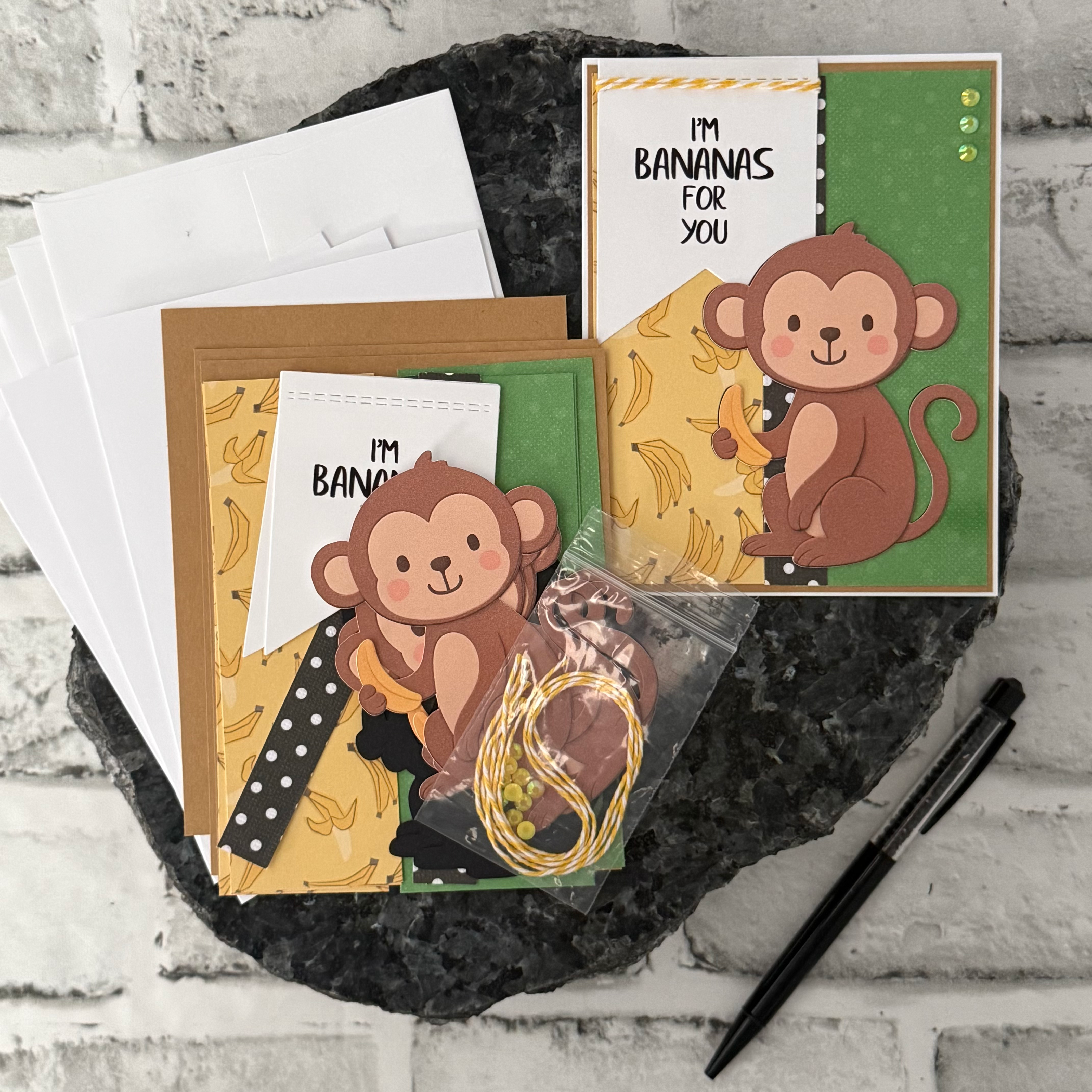 Monkey Card Making Kit, 4Pk