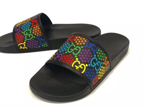 rainbow gucci slides