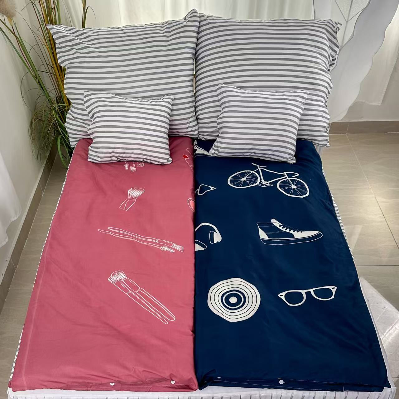 Dream mates 6 részes páros ágyneműhuzat - Rózsaszín/sötétkék