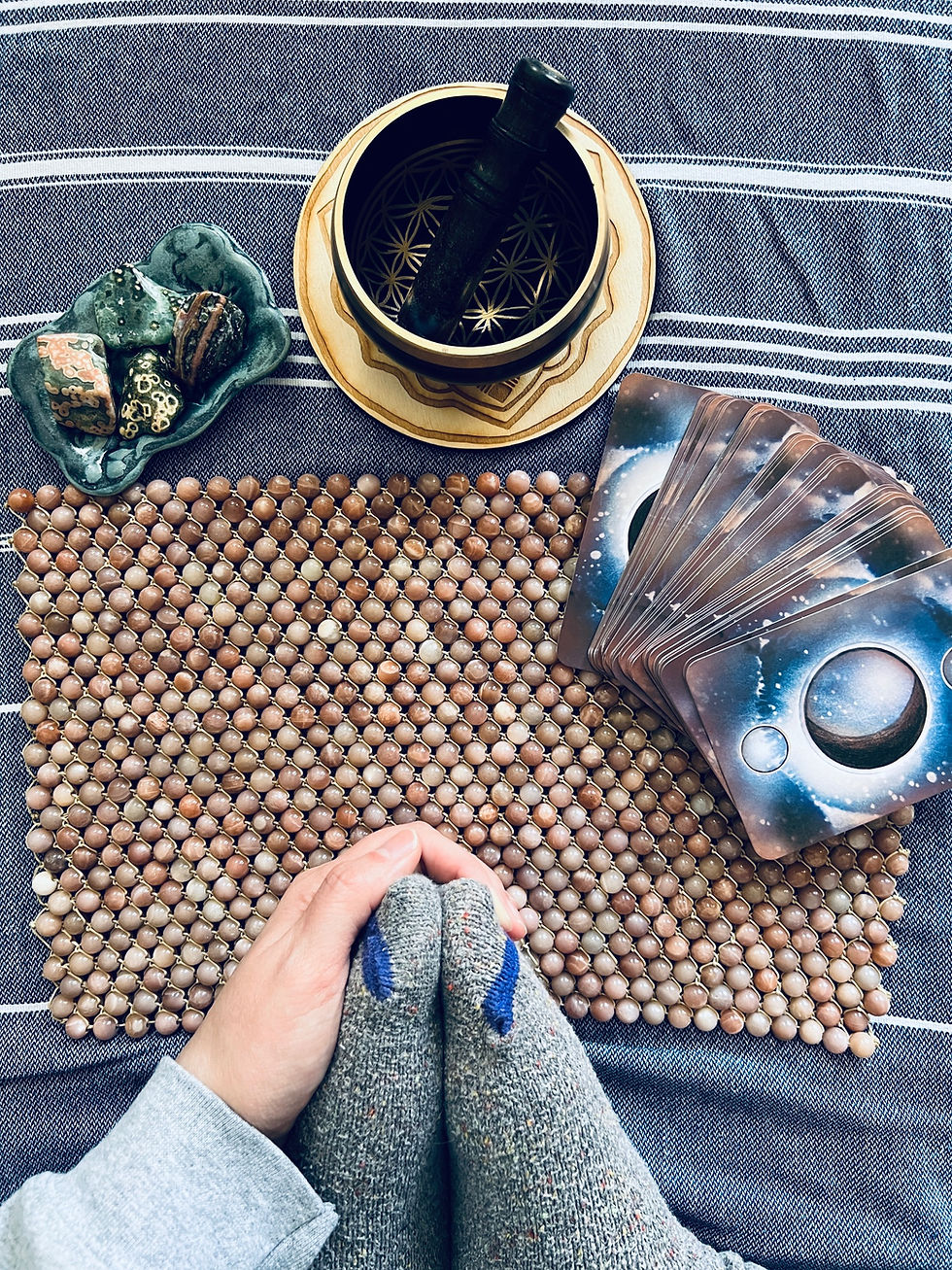 Weighted Gemstone Mat for Meditation, Yoga, Self Care & Grounding