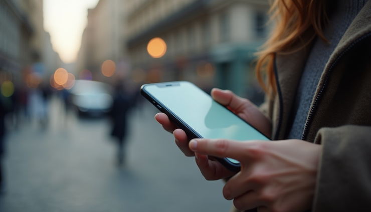Nahaufnahme eines Smartphone-Displays mit einer Social Ad, die keinen klaren Einstieg zeigt
