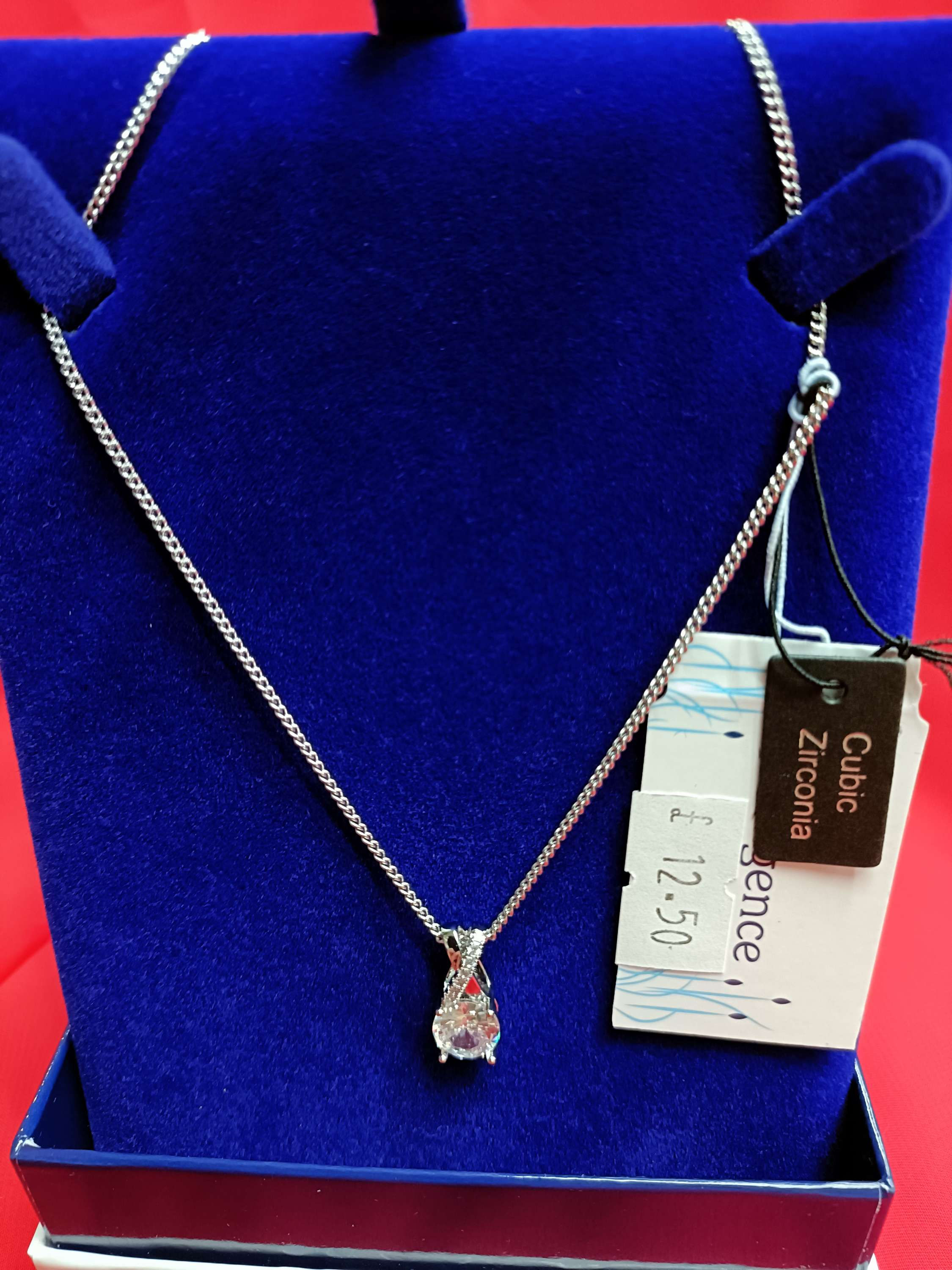 Cubic Zirconia Pendant With Chain.