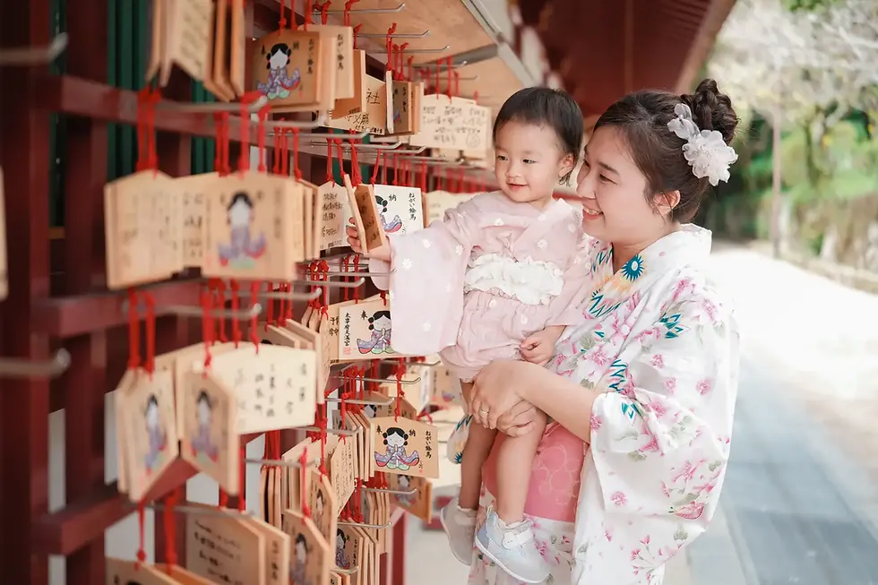 母女穿著和服在太宰府拍照,Snapro福岡和服攝影