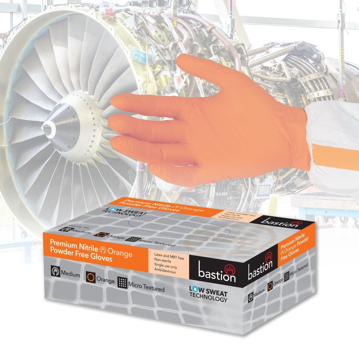 Premium Nitrile Orange Gloves - Powder Free - Micro Textured