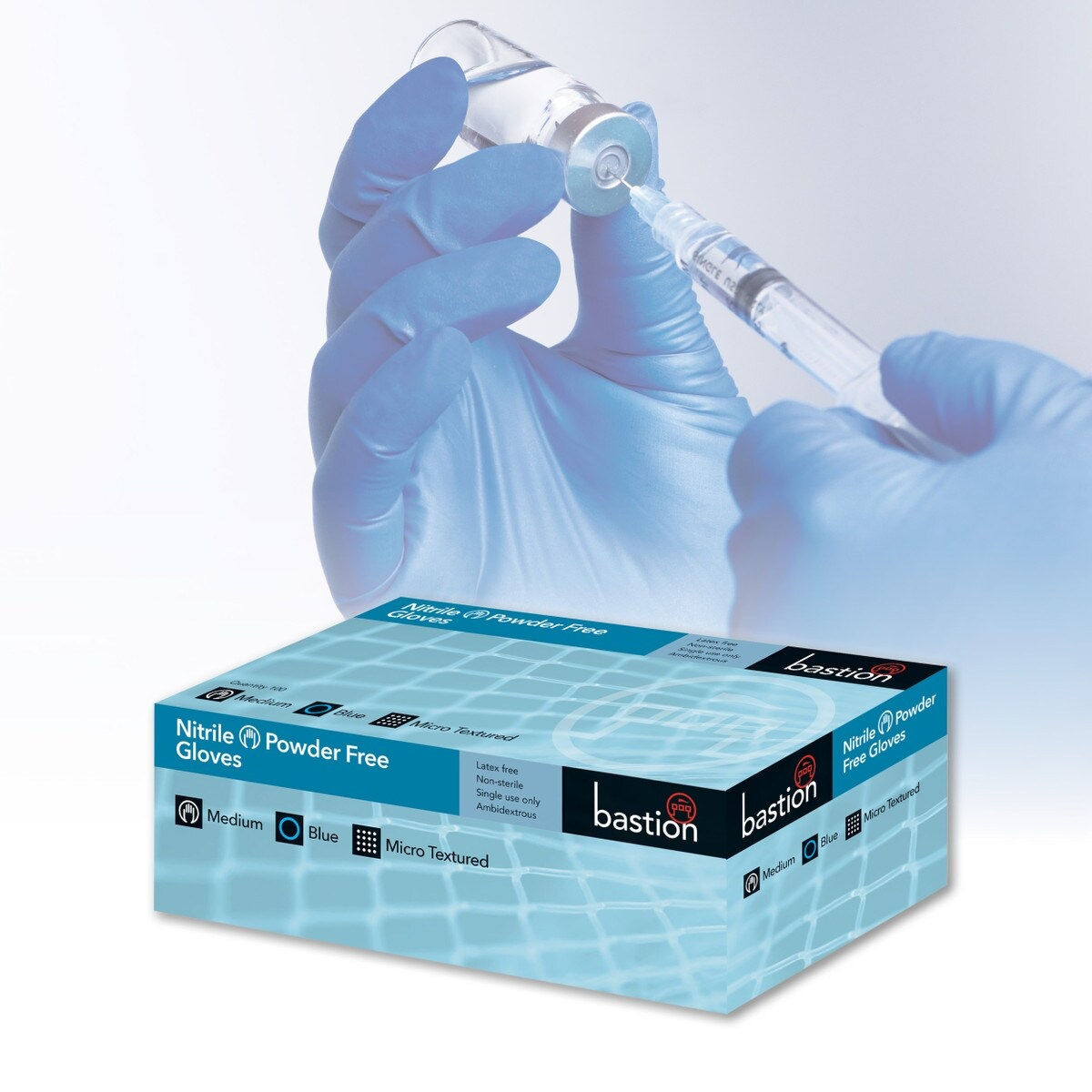 Premium Nitrile Blue Gloves - 300mm Long Cuff - Powder Free - Micro Text