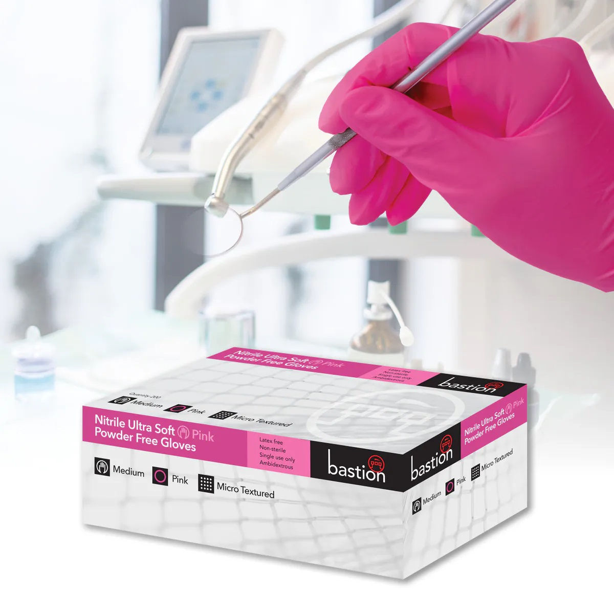 Nitrile Ultra Soft Pink Gloves - Powder Free - Finger Micro Textur