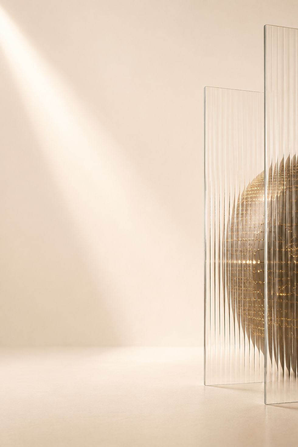 Layered transparent glass representing brand visibility and digital perception.