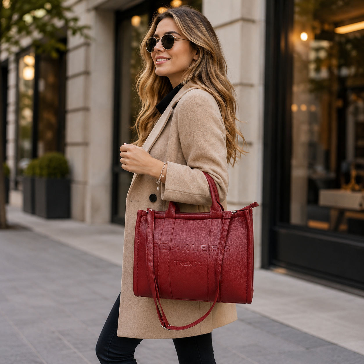 Cartera trendy con asas cortas y largas-7090