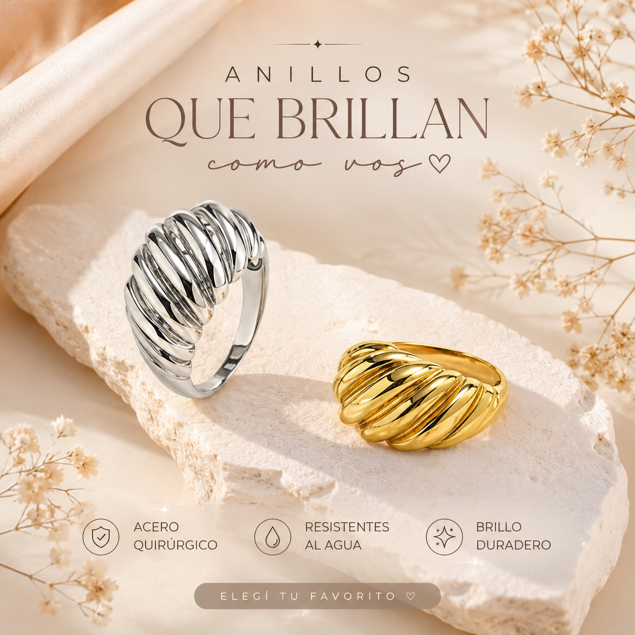 Anillos de bijou dorados y plateados-7081