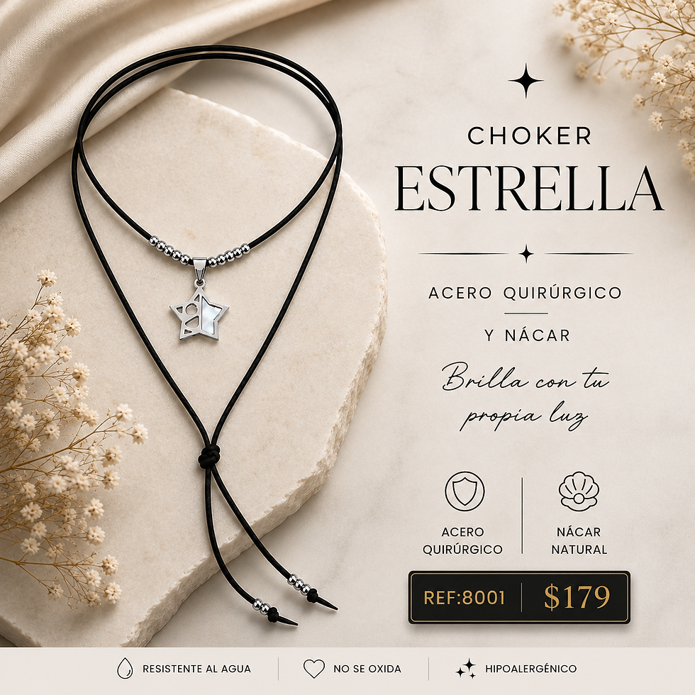 Miniatura: Chokers con dije de acero y nacar-8001