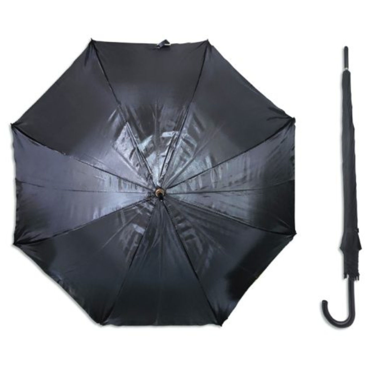 Paraguas negro largo 8 varillas
