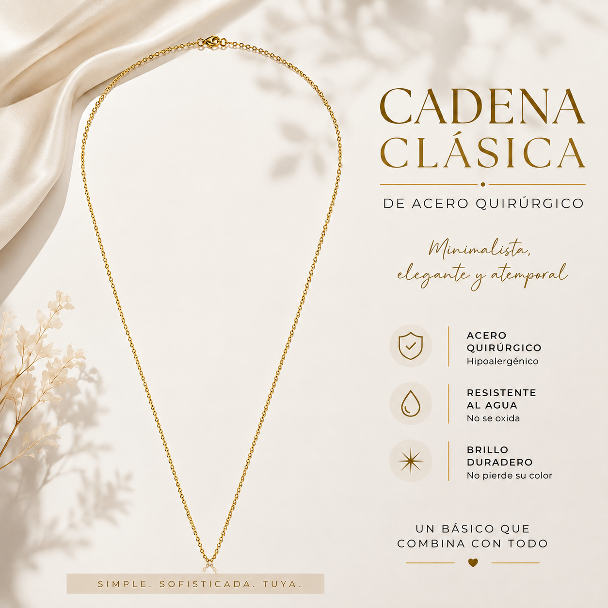 Cadena de acero dorada-7489