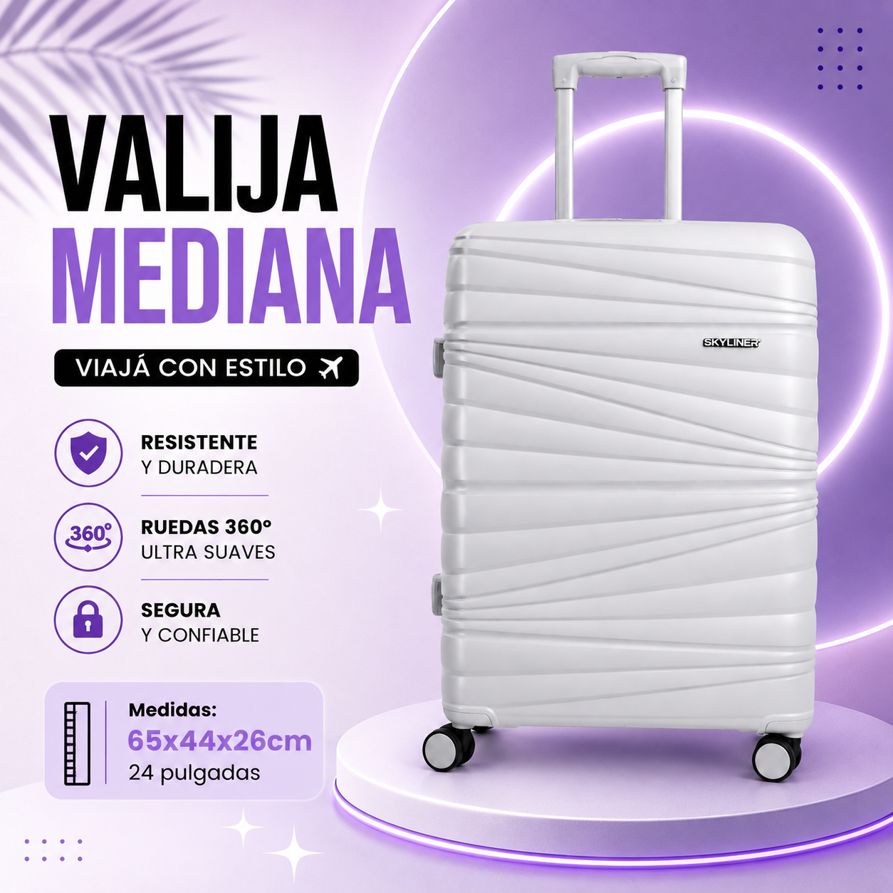 Valija mediana de 24" con manija extensible de metal, candado-7648