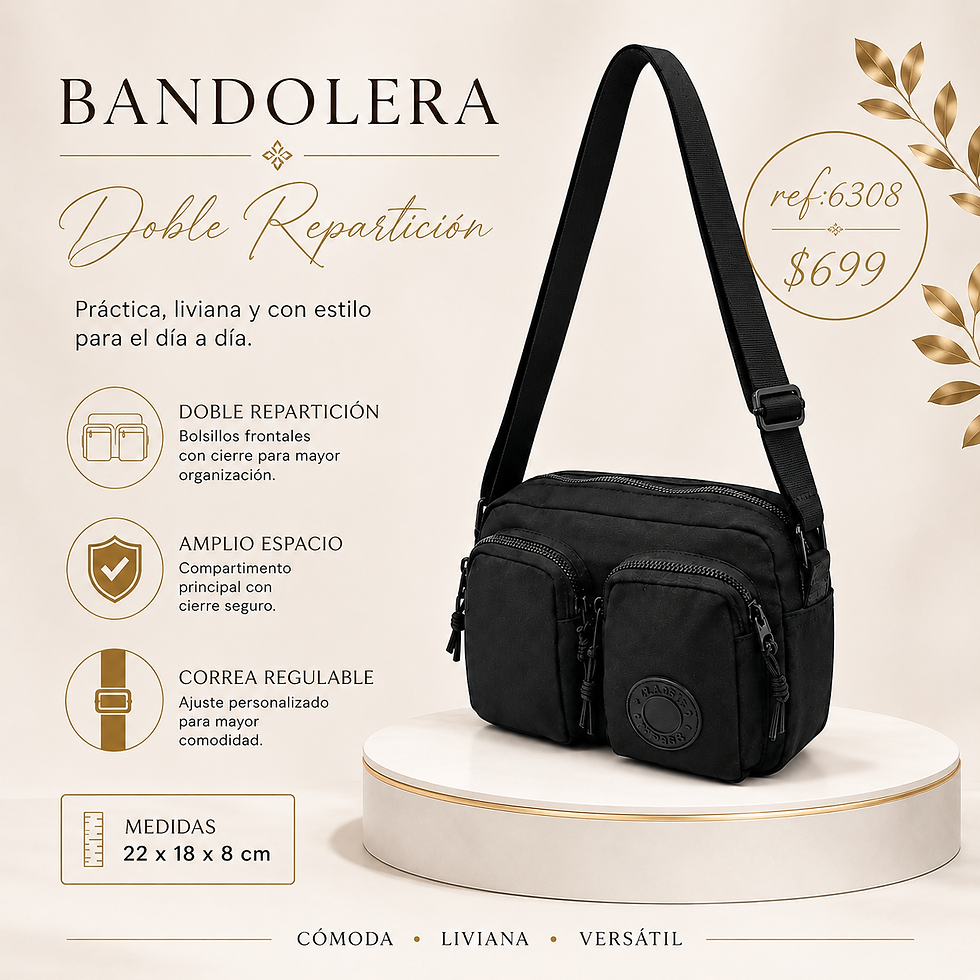 Miniatura: Bandolera doble reparticion y bolsillos-6308