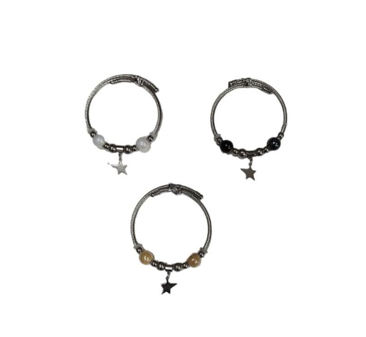 Pulsera con piedras y dije de acero  ref:6142