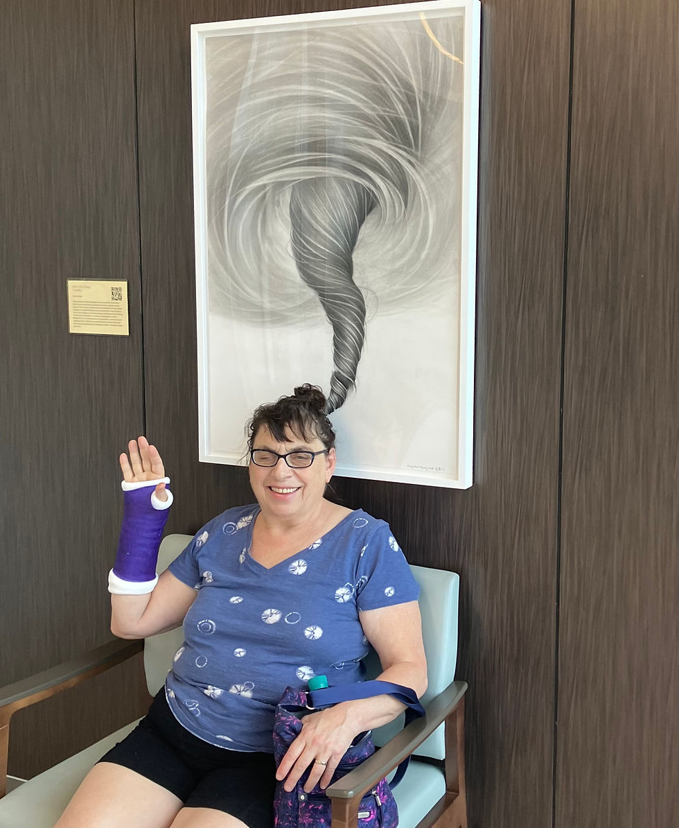 Going out of my mind (or into it). Art by Hong Chun Zhang (hanging at local hospital)