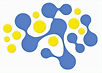 yellow and blue network-connected brain logo