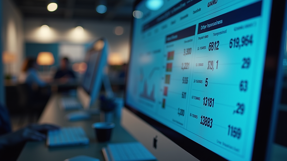 Eye-level view of a computer screen displaying a digital insurance dashboard