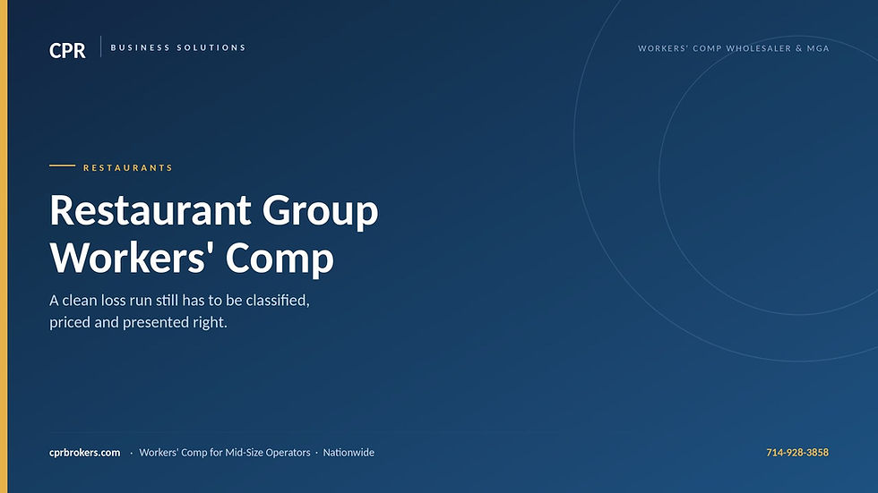 Restaurant Group Workers' Comp With a Clean Loss Run — CPR Business Solutions