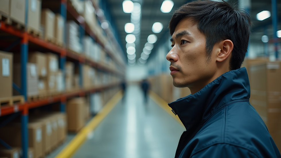 Eye-level view of a workplace safety inspection in progress