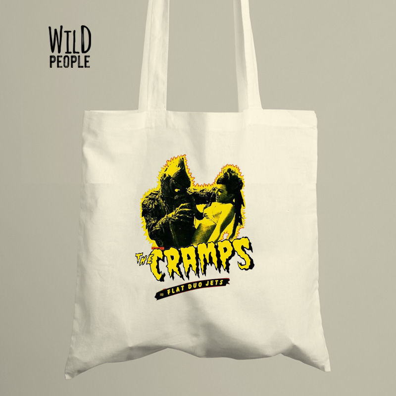 Ecobag bege com estampa amarela e preta The Cramps