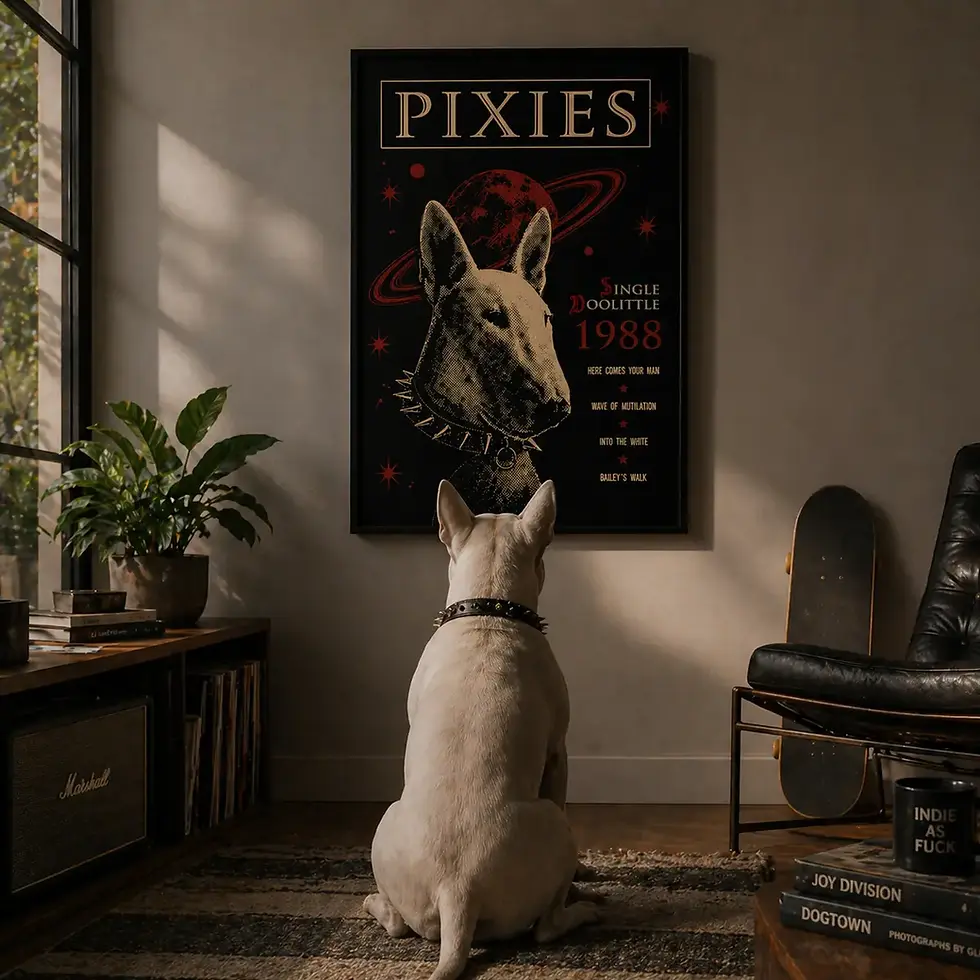 Miniatura: cão olhando Poster digital Pixies Doolittle single pendurando na parede