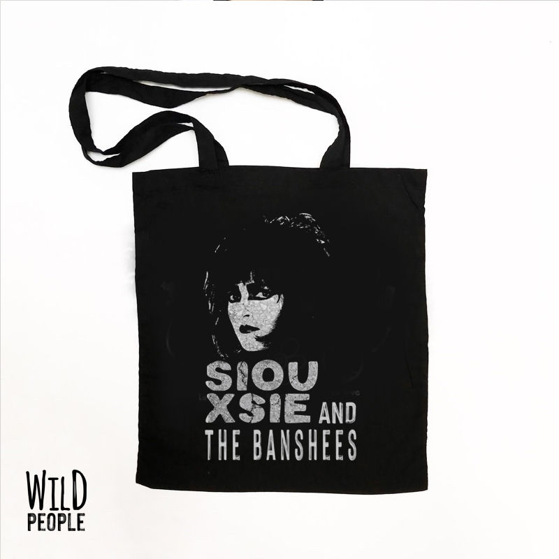 Ecobag preta com Estampa Siouxie em branco
