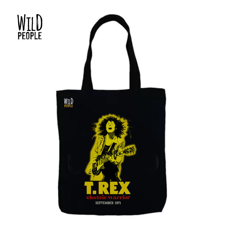 Ecobag Preta com estampa amarela - T-Rex