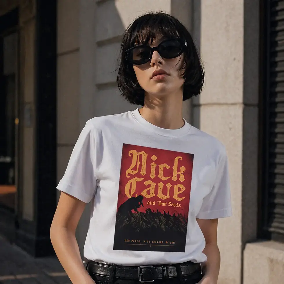 Thumbnail: Garota vestindo camiseta Nick Cave and Bad Seeds - Devotion