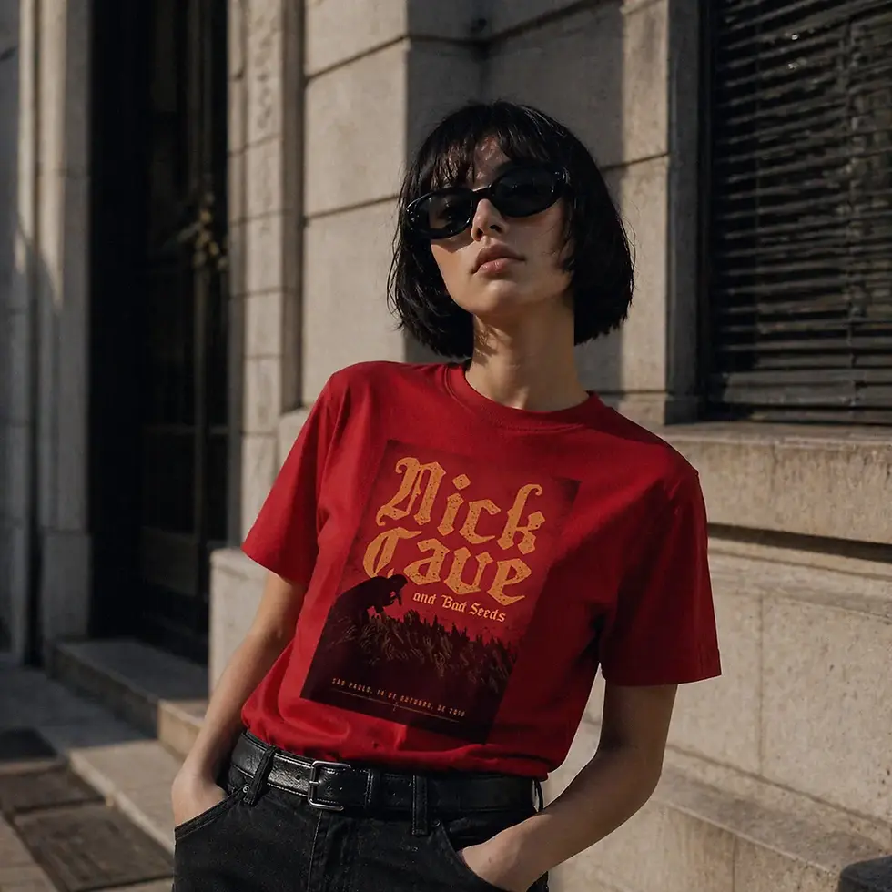 Thumbnail: Garota vestindo camiseta Nick Cave and Bad Seeds - Devotion