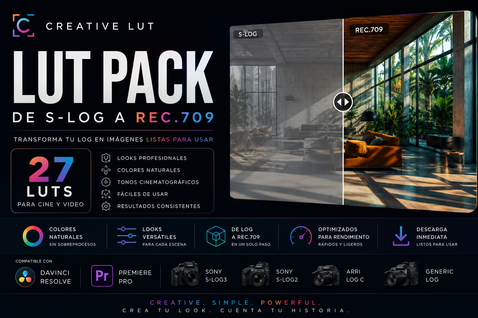 Creative LUT Pack — 25 Looks Cinematográficos