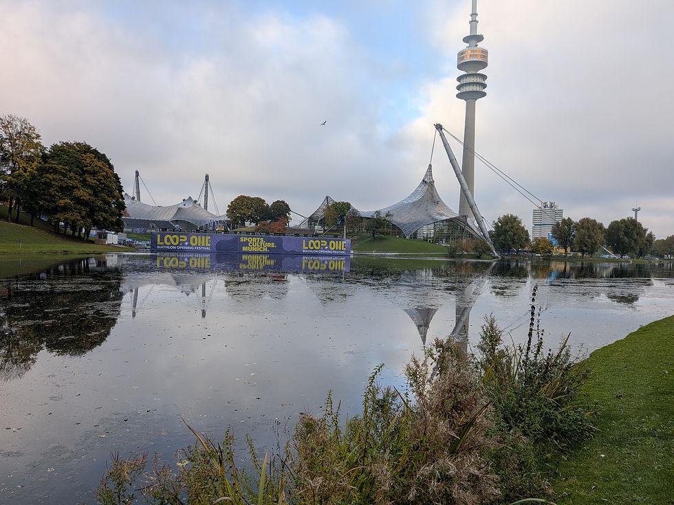 A view of the temporary Biathlon stadium for the LoopOne Festival.