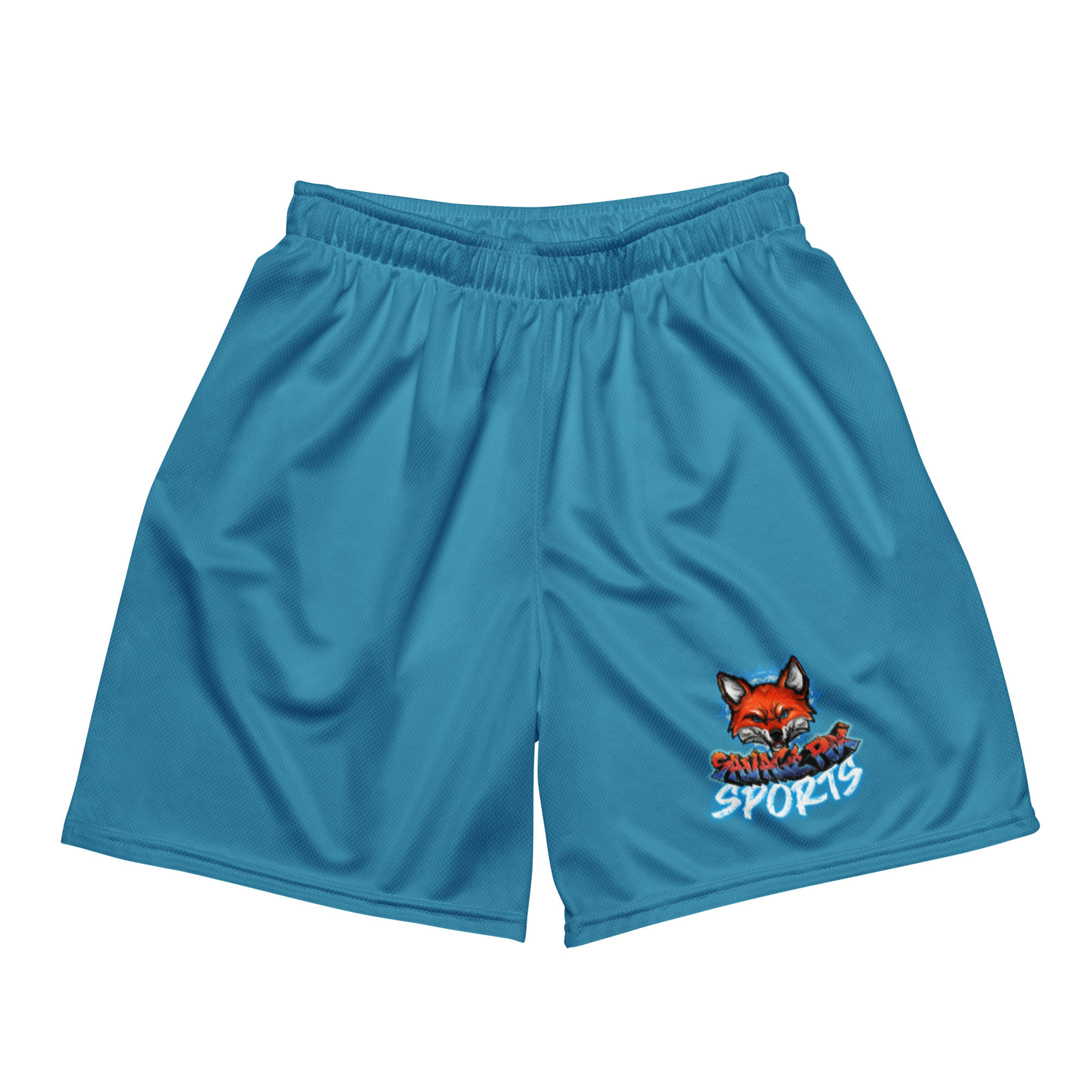 Teal Mesh Shorts Fox Head Logo