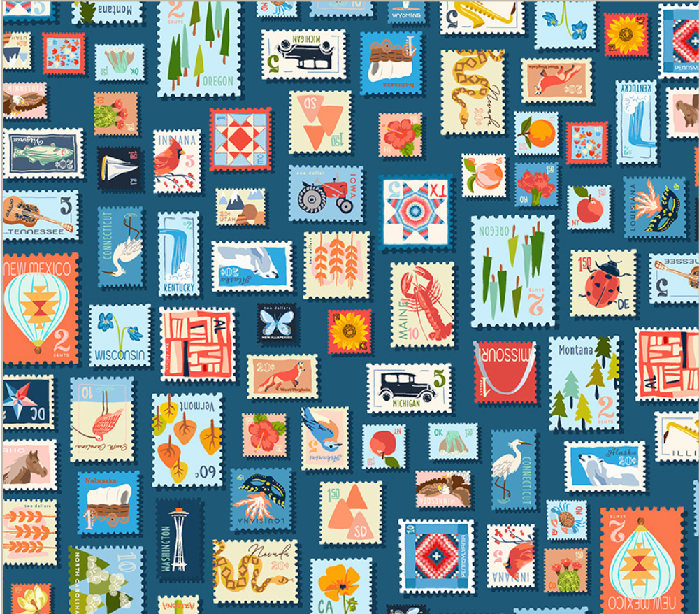 Cross Country, Stamp Collection, Blue