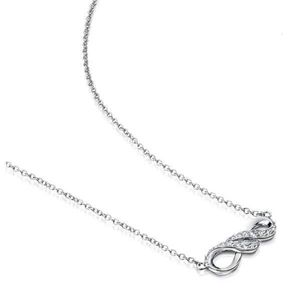 Thumbnail: White Topaz Infinity Necklace in 925 Silver