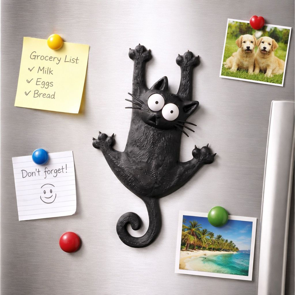 Cute Cat Fridge Magnet – “Hang in There”