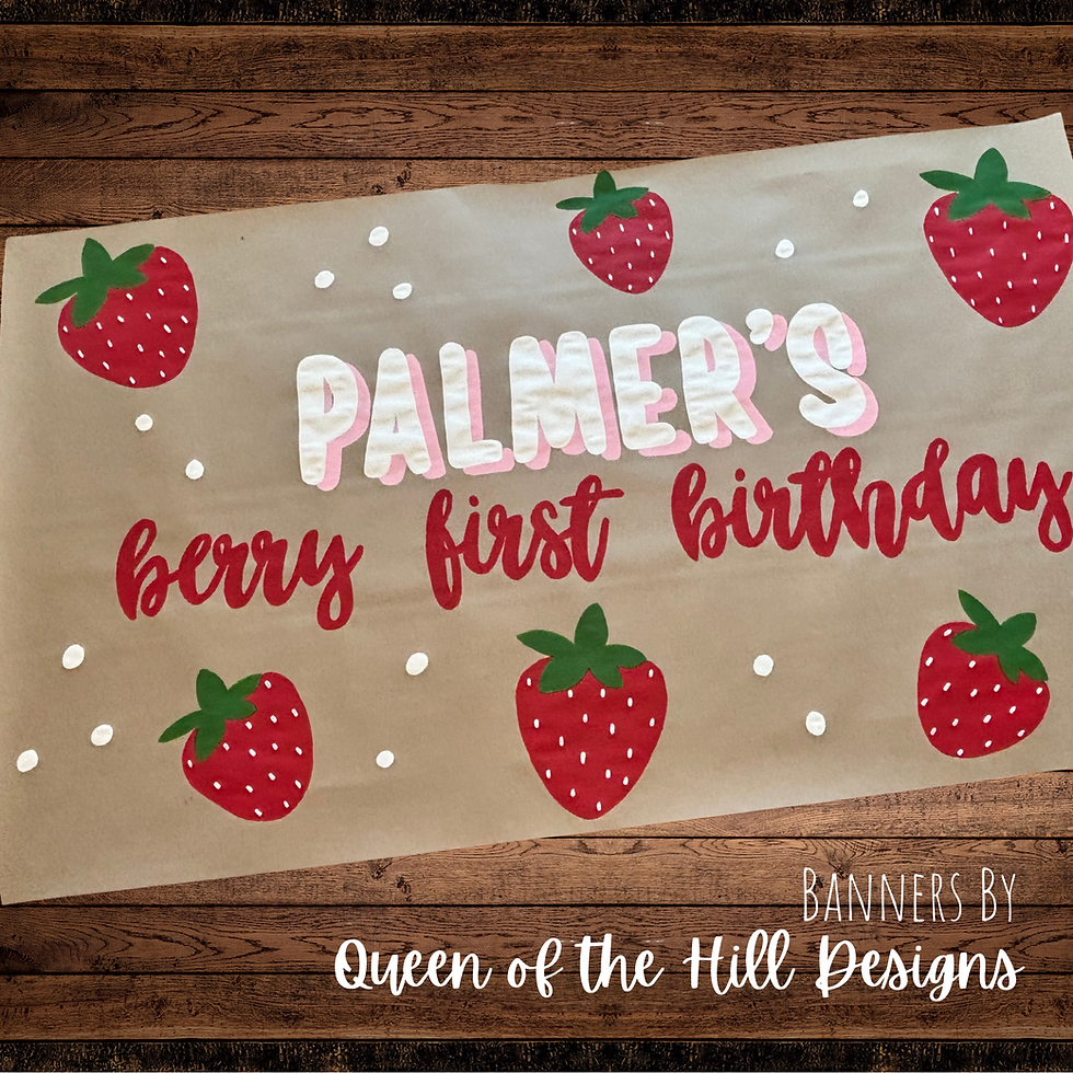 Thumbnail: Berry first birthday custom painted banner