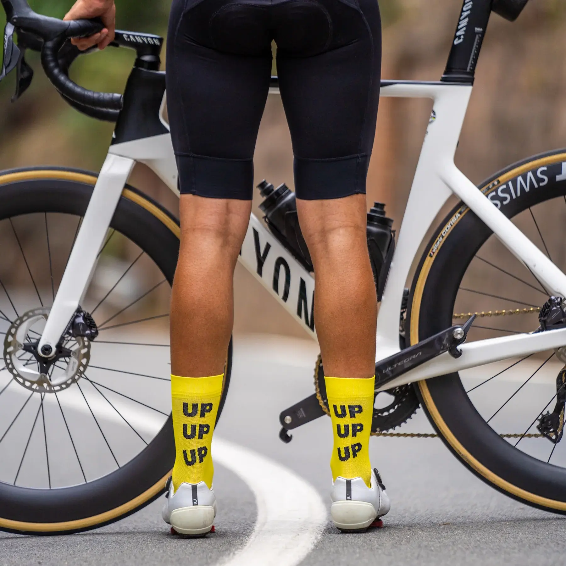 Up Up Up Yellow - Cycling socks