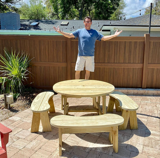 Custom picnic table and chairs