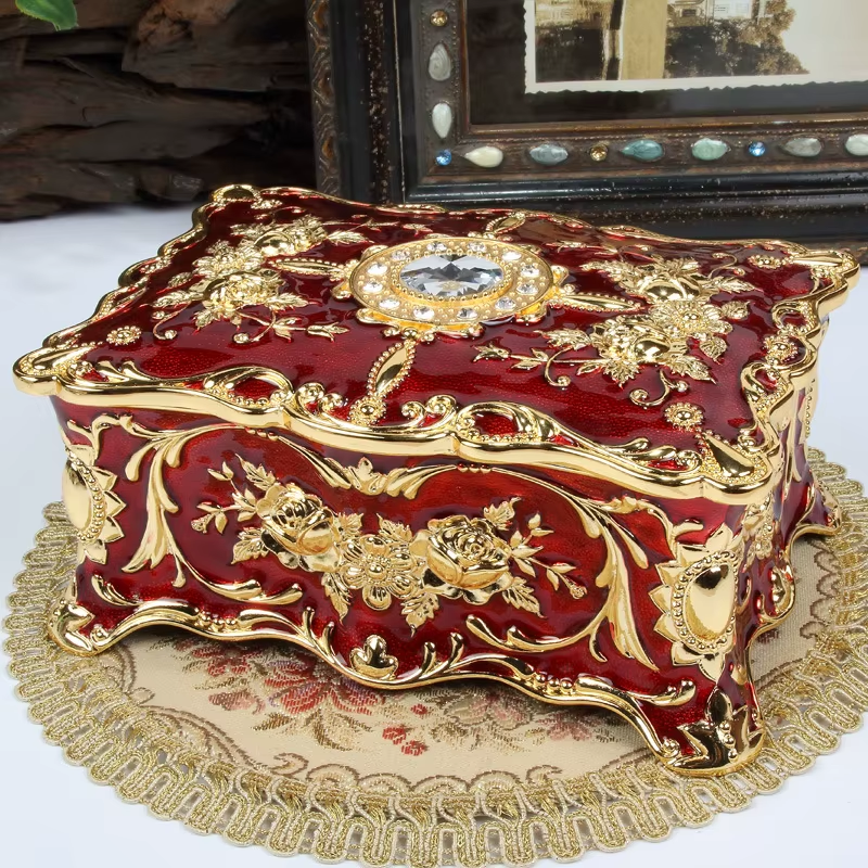 Thumbnail: Big Enamel Diamond-Studded Jewelry Box European Gift Storage Case Home Decoratio