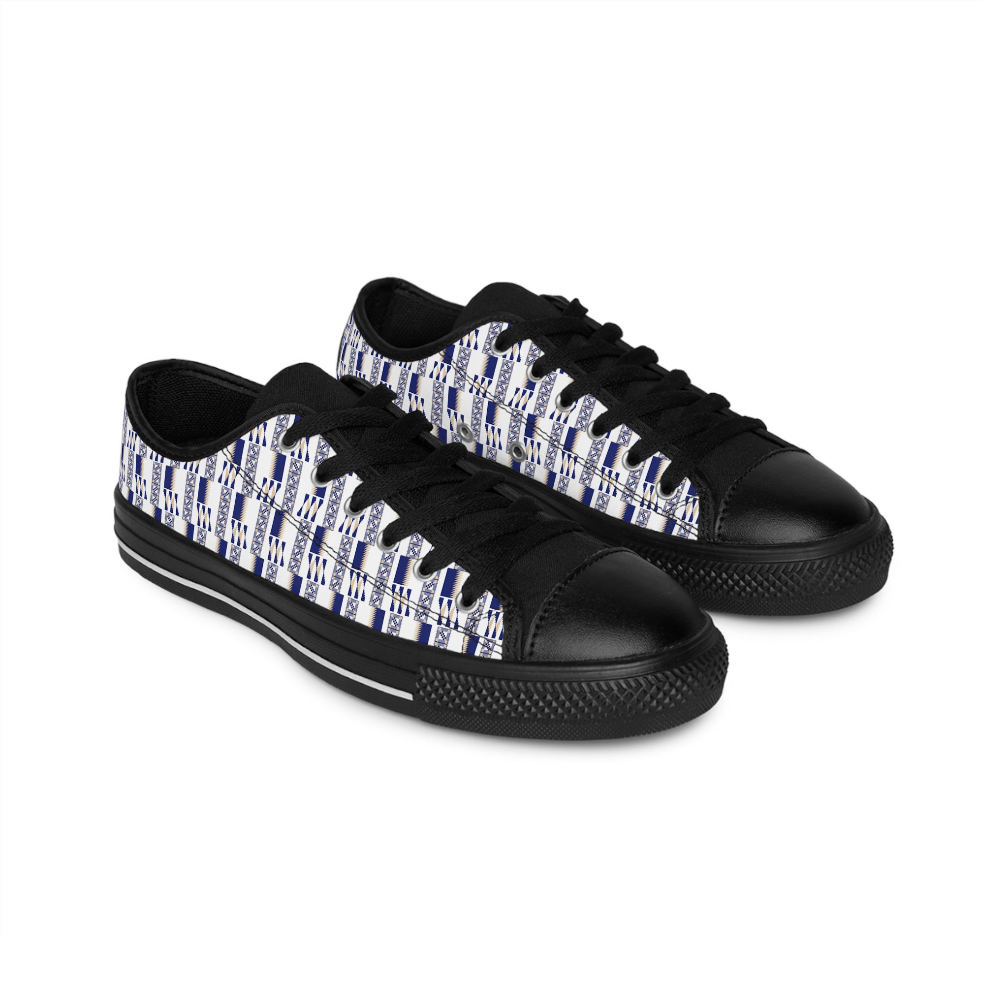 Men's Blue Geometric Stipe Sneakers — $11.40 in Silver Rewards Back