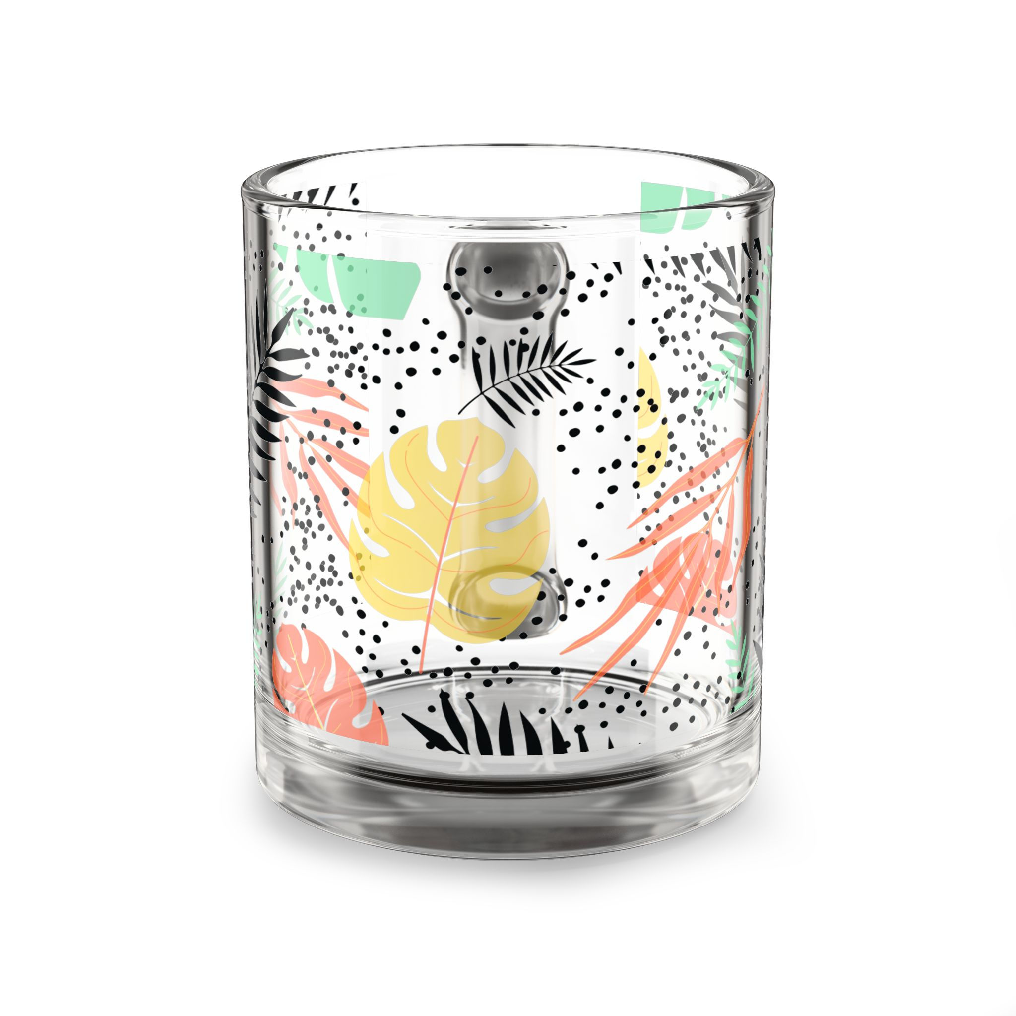 Tropical Leaf Glass Mug — 10oz $4 in Silver Rewards Back