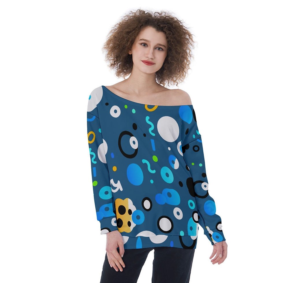 Thumbnail: All-Over Print Oversized Women's Off-Shoulder Sweatshirt