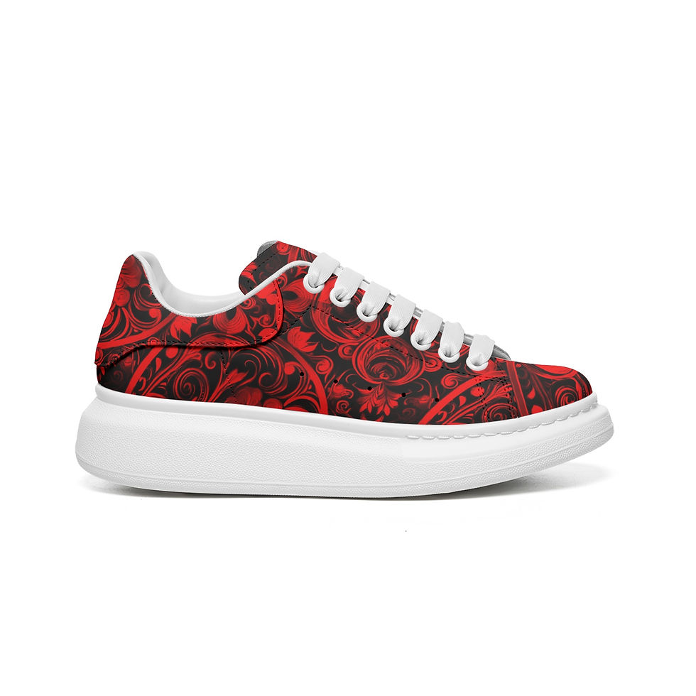 Thumbnail: fullbreedcustom Unisex Non Slip Lace Up Faux Leather Sneakers